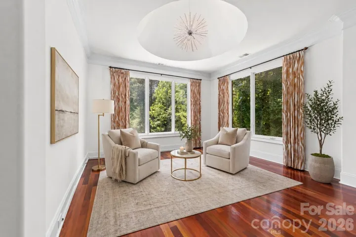 Virtually staged primary bedroom bonus area