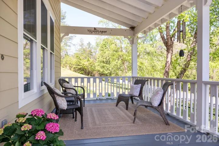 Covered front porch seating area
