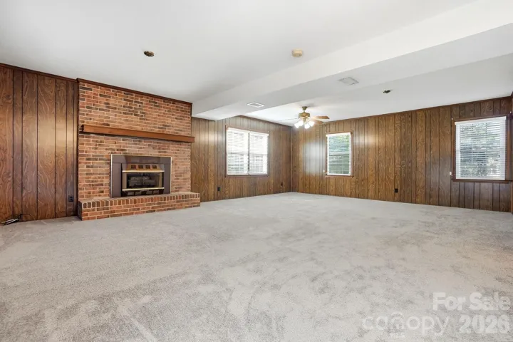 Lower level den with gas fireplace