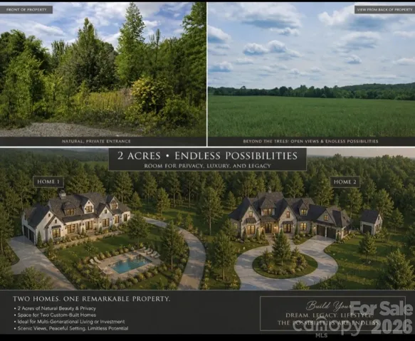 Picture provided has been digitally created and is not a part of the lot or a home for sale.  It is for visionary purposes only.  The Wooded pictures show the uncleared lot from a front and back view.