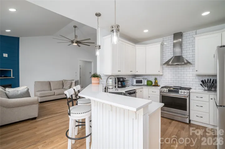 Kitchen adjacent to living area