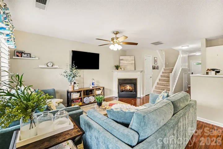 Family room with gas log fireplace