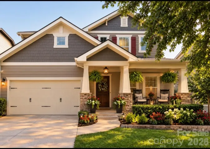 Virtual Photo of the front of the home with additional landscaping.