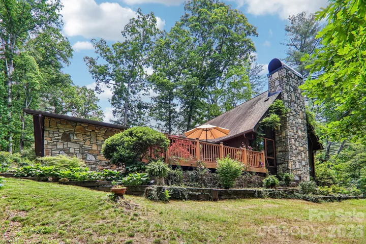 Mountain retreat surrounded by lush greenery