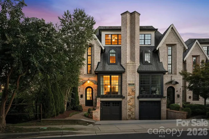 Front exterior view at twilight