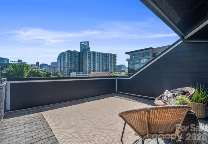 Rooftop view from private terrace featuring Bank of America Stadium and CLT skyline!
