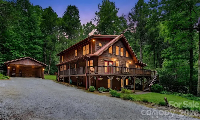 Log residence on 14 acres bordering Pisgah National Forest, Marion NC
