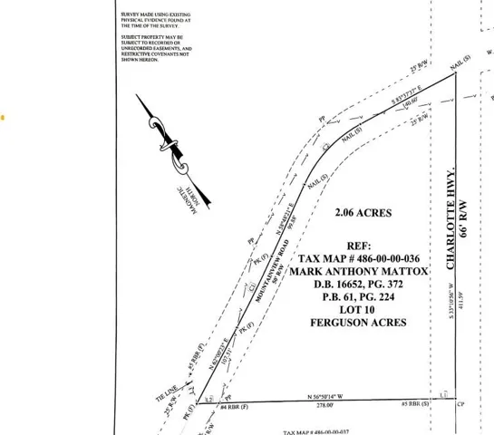Actual survey shows 411 ft of road frontage along HWY 49