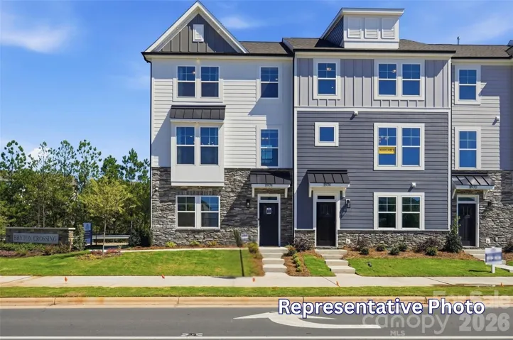Homesite 16 features an end-unit Beaumont F floorplan Model representation photos of Beaumont plan