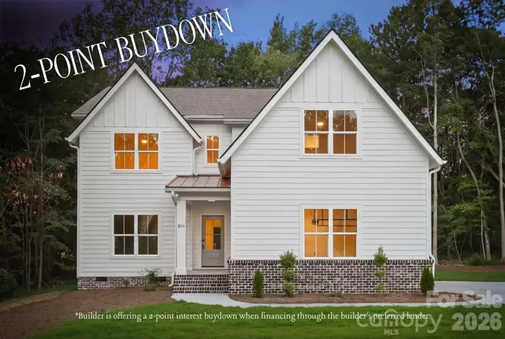 Front exterior at twilight. Builder is offering a 2-point interest rate buydown when financing through the builder's preferred lender.