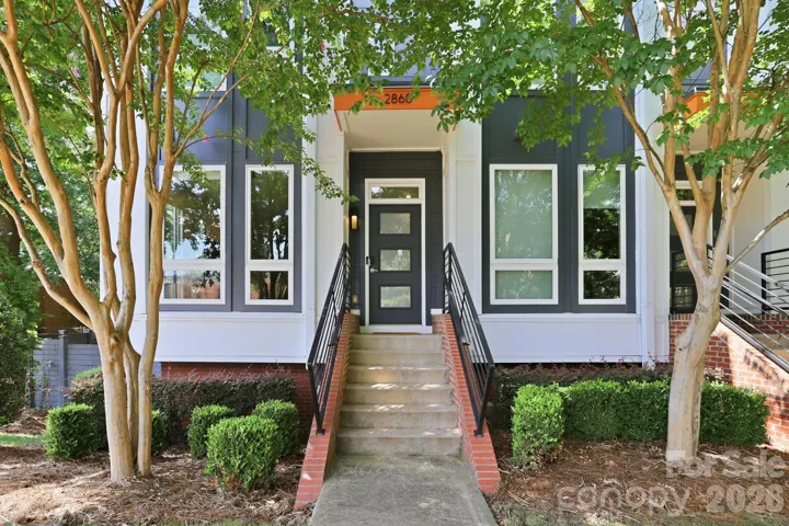 Landscaped Front Entry of End-Unit Townhome