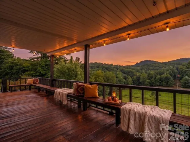 Virtually staged covered back deck