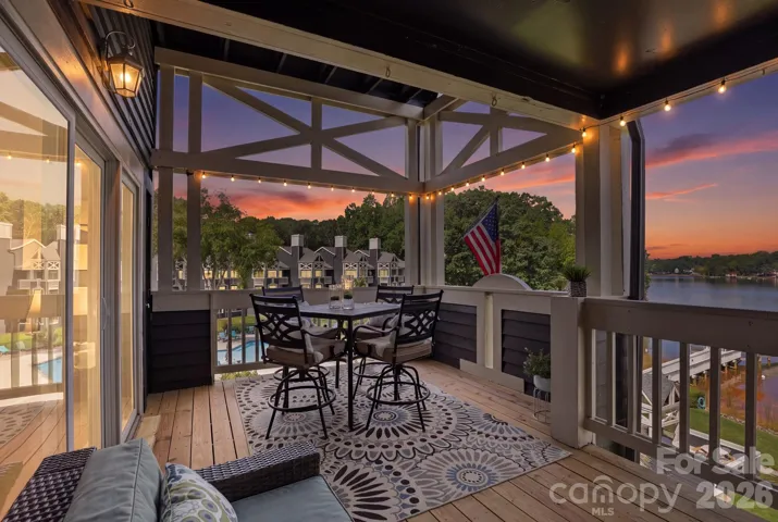Spacious Balcony overlooks lake