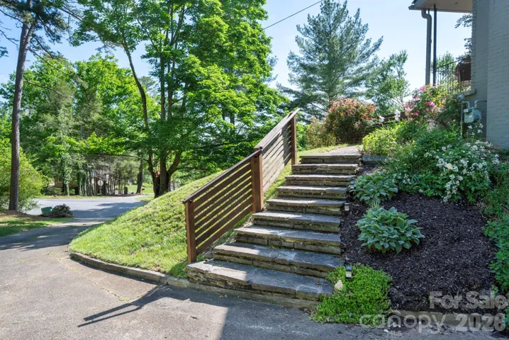 Stone steps leading to front of home