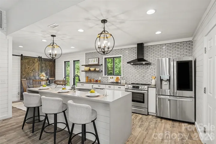 Updated kitchen with large center island