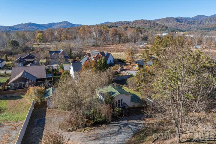 Drone image looking at front of home