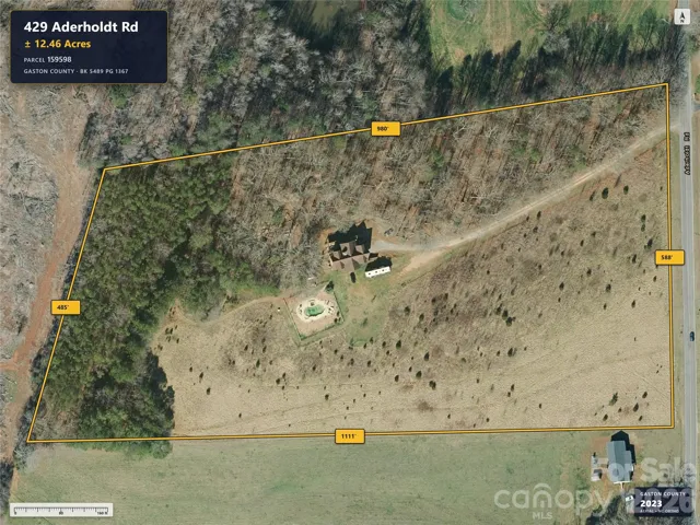 Aerial imagery shows the current home, which is being removed.