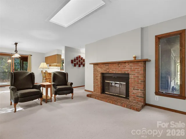 Wood burning fire and nice skylights