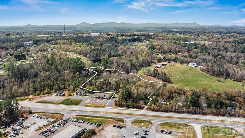 Aerial Hwy 321 Front View - Lot line overlay shown for illustrative purposes only.