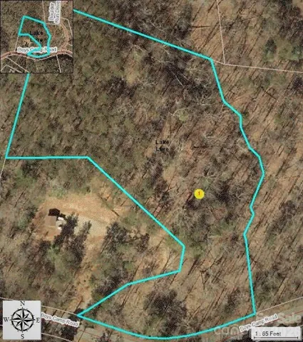 Aerial view showcasing approximate property lines consisting of 2.5 acres