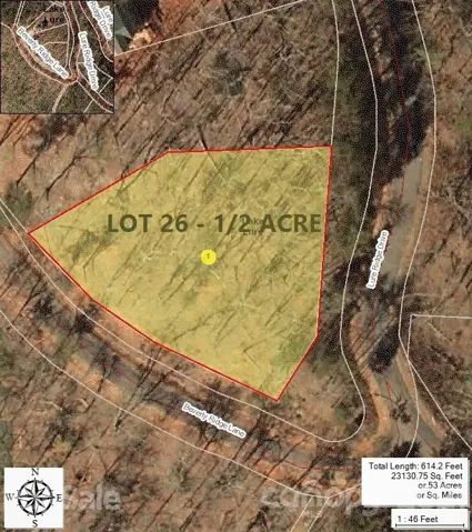 Aerial view with approximate property lines