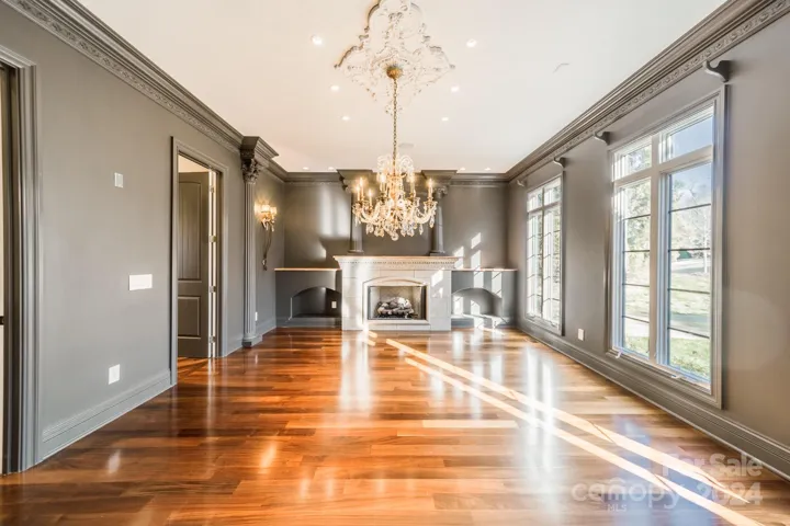 Freshly painted Dining Room with ample bright light.