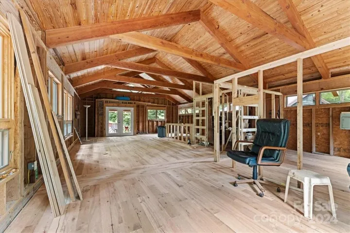 Top floor unfinished timber frame