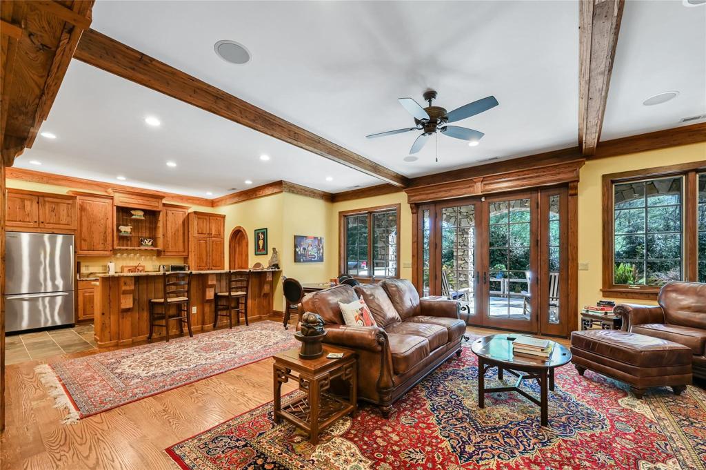 Lower level family room with kitchen