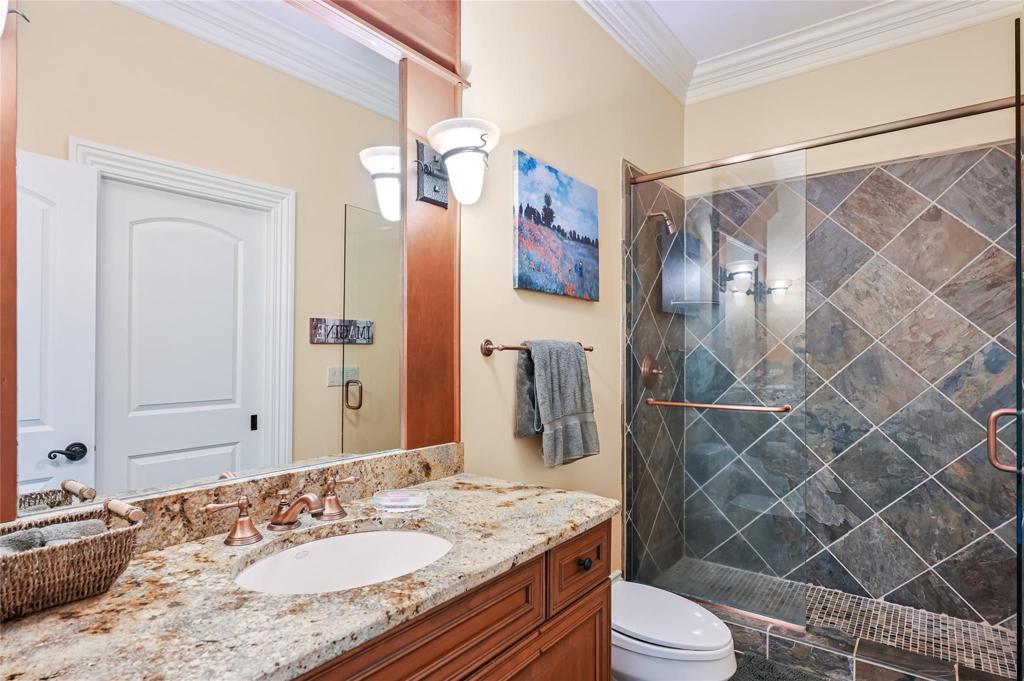 Bath on lower level
