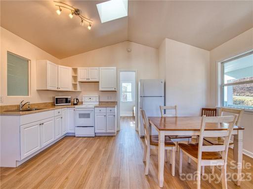 Upper level kitchen and dining area
