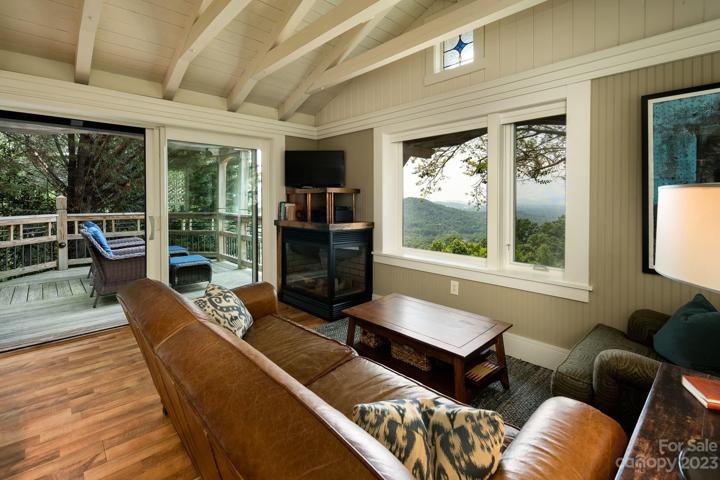 Views fill the living spaces plus fireplace