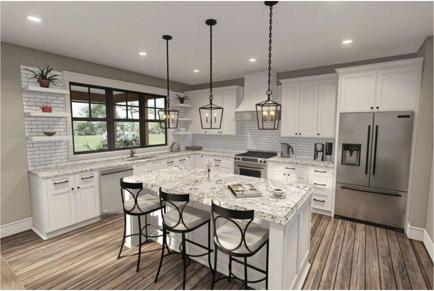 Enjoy this open layout in the kitchen with plenty of counter space and kitchen island.