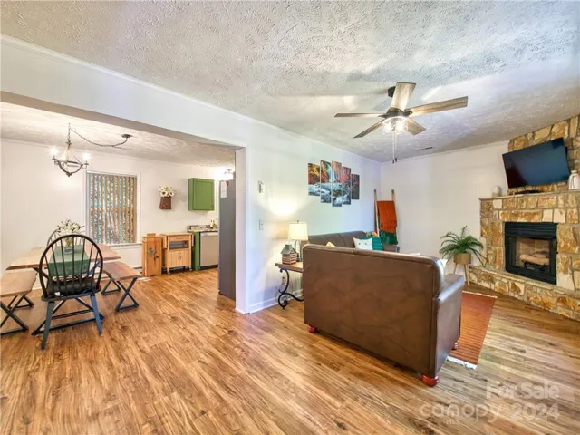 View of living area and dining/kitchen