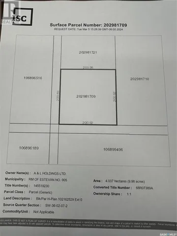 Rural address, Estevan Rm No. 5, Saskatchewan S0C0M0
