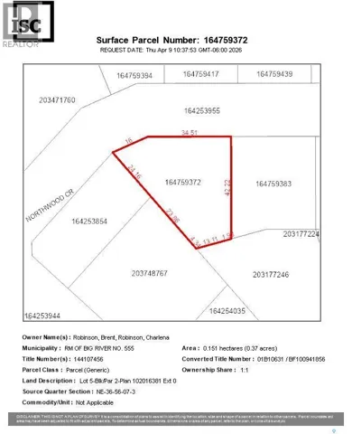 Lot 5 blk 2 Northwood Crescent, Big River Rm No. 555, Saskatchewan S0J0E0