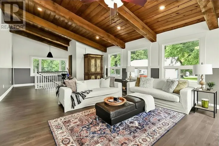 Great room with vaulted beams