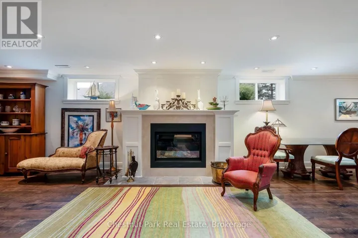 Gas fireplace in the basement family room