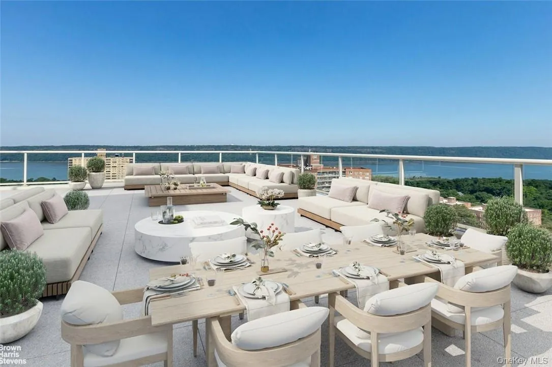 View of patio / terrace featuring a water view and an outdoor hangout area View of patio / terrace featuring a water view and an outdoor hangout area