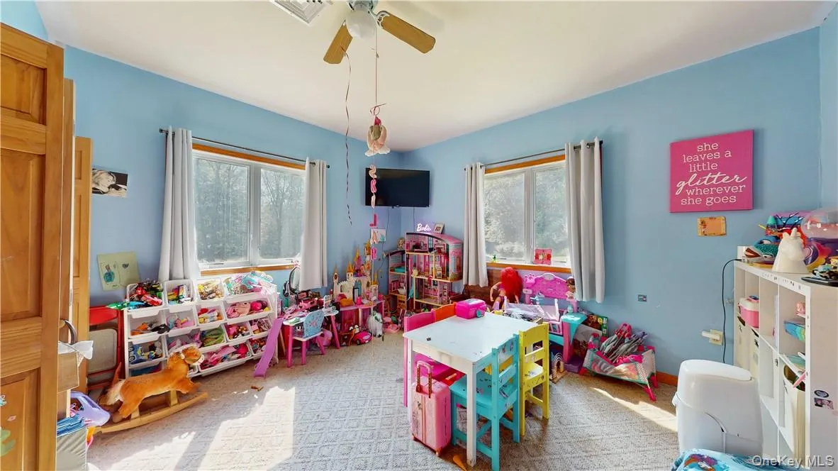 Rec room with ceiling fan Rec room with ceiling fan