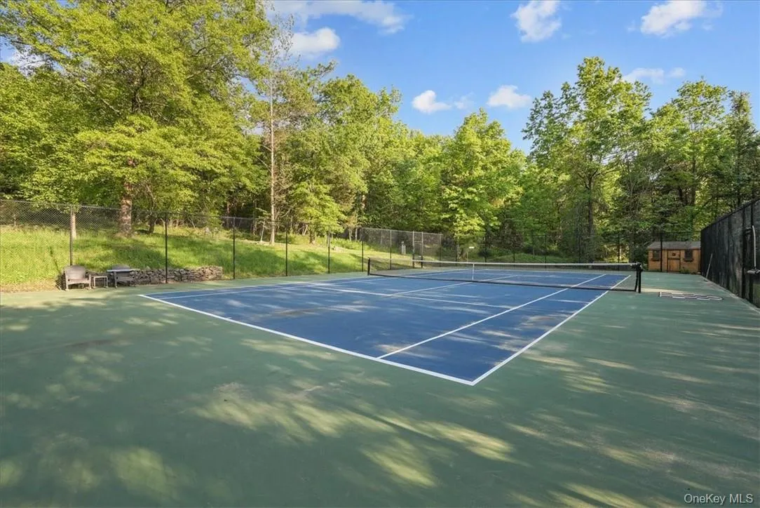 Tennis court with Premiere Court soft cushion surface. Just resurfaced and painted last year. Equipment shed is conveniently located Tennis court with Premiere Court soft cushion surface. Just resurfaced and painted last year. Equipment shed is conveniently located
