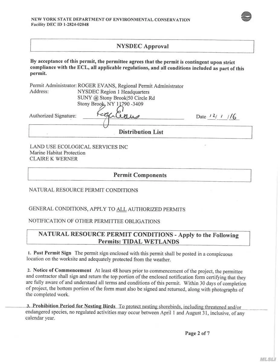 D.E.C. Permit - page 2 D.E.C. Permit - page 2