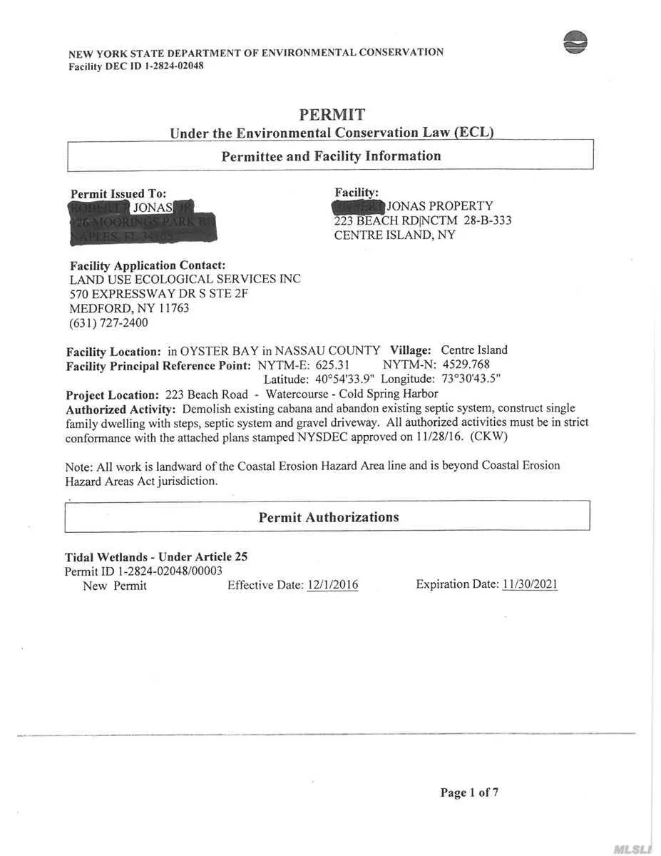 D.E.C. Permit - page 2 D.E.C. Permit - page 2