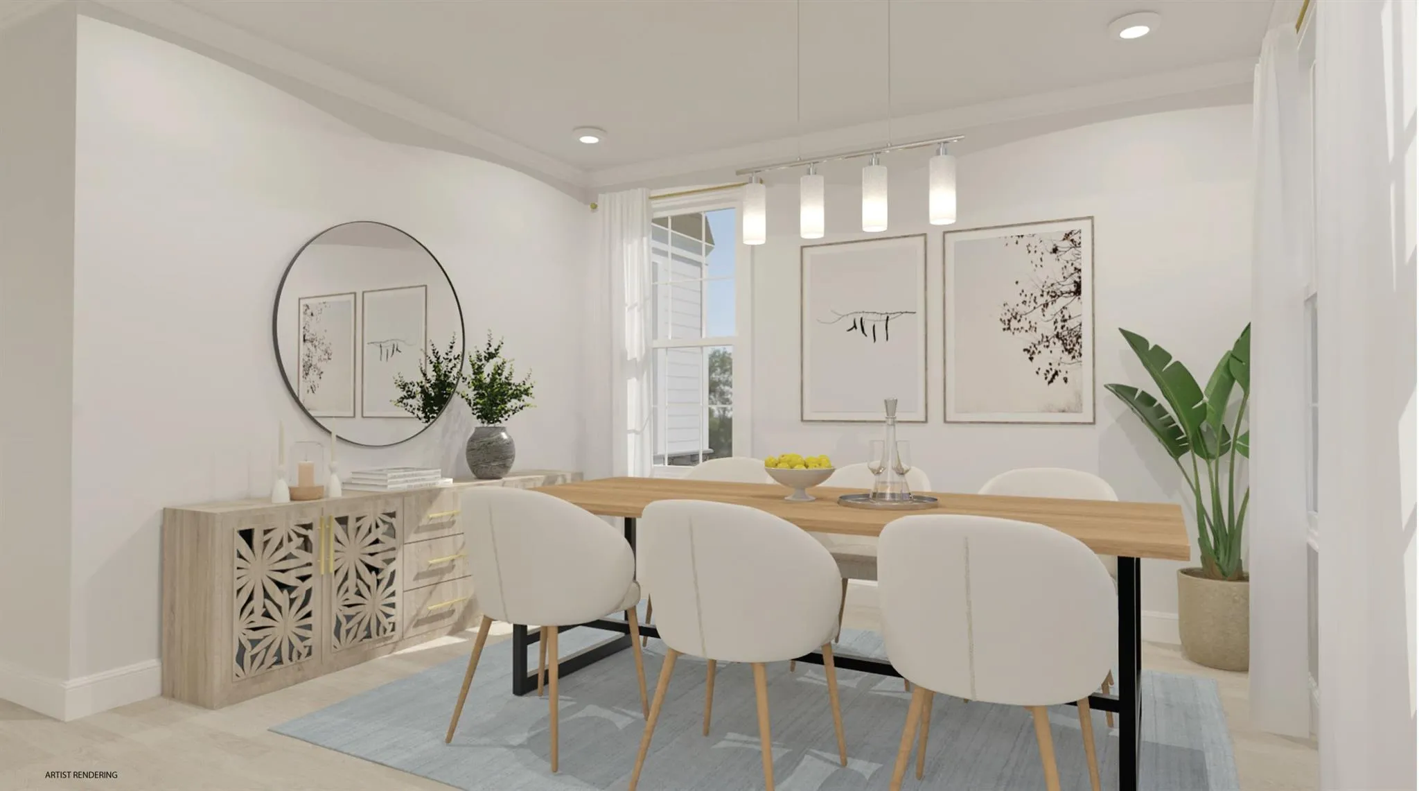 Dining space with track lighting, recessed lighting, and baseboards