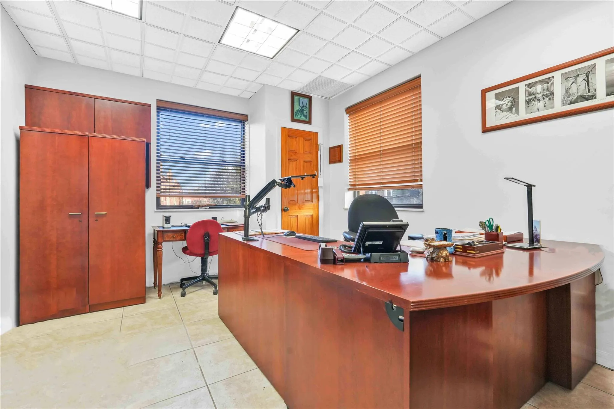 Office space with a drop ceiling Office space with a drop ceiling