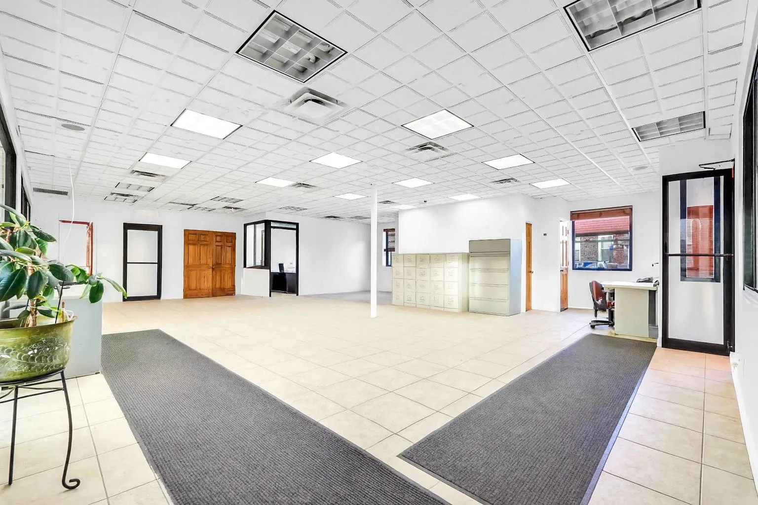 Building lobby with a drop ceiling Building lobby with a drop ceiling