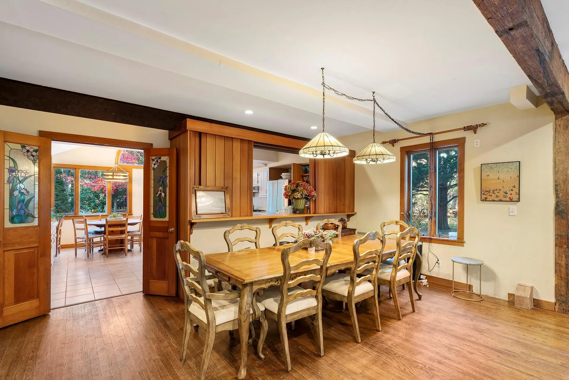 Dining area featuring wood-type flooring and recessed lighting Dining area featuring wood-type flooring and recessed lighting