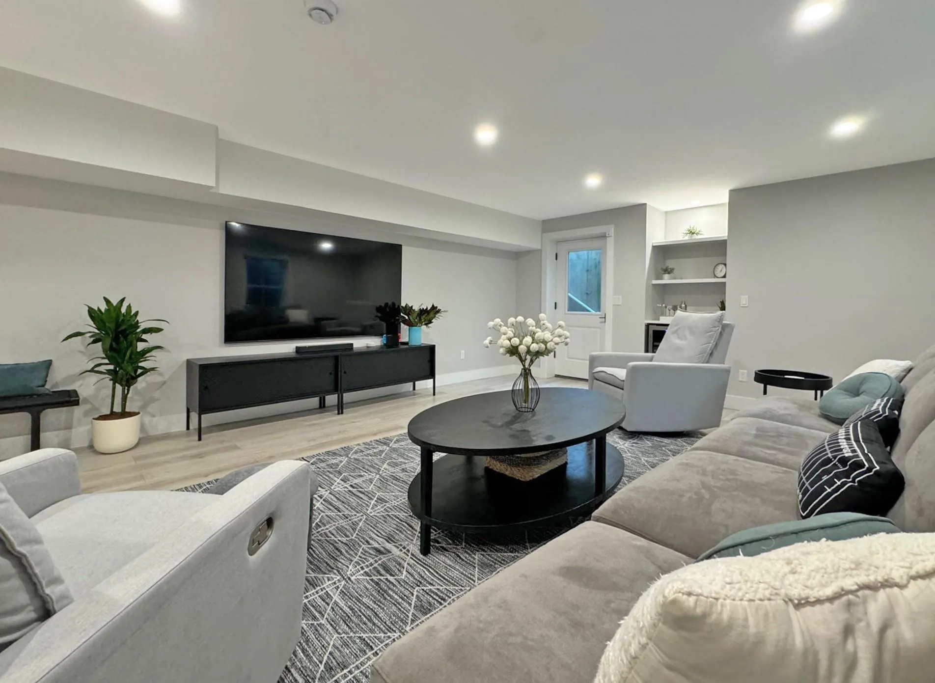 Living room with wood-type flooring Living room with wood-type flooring