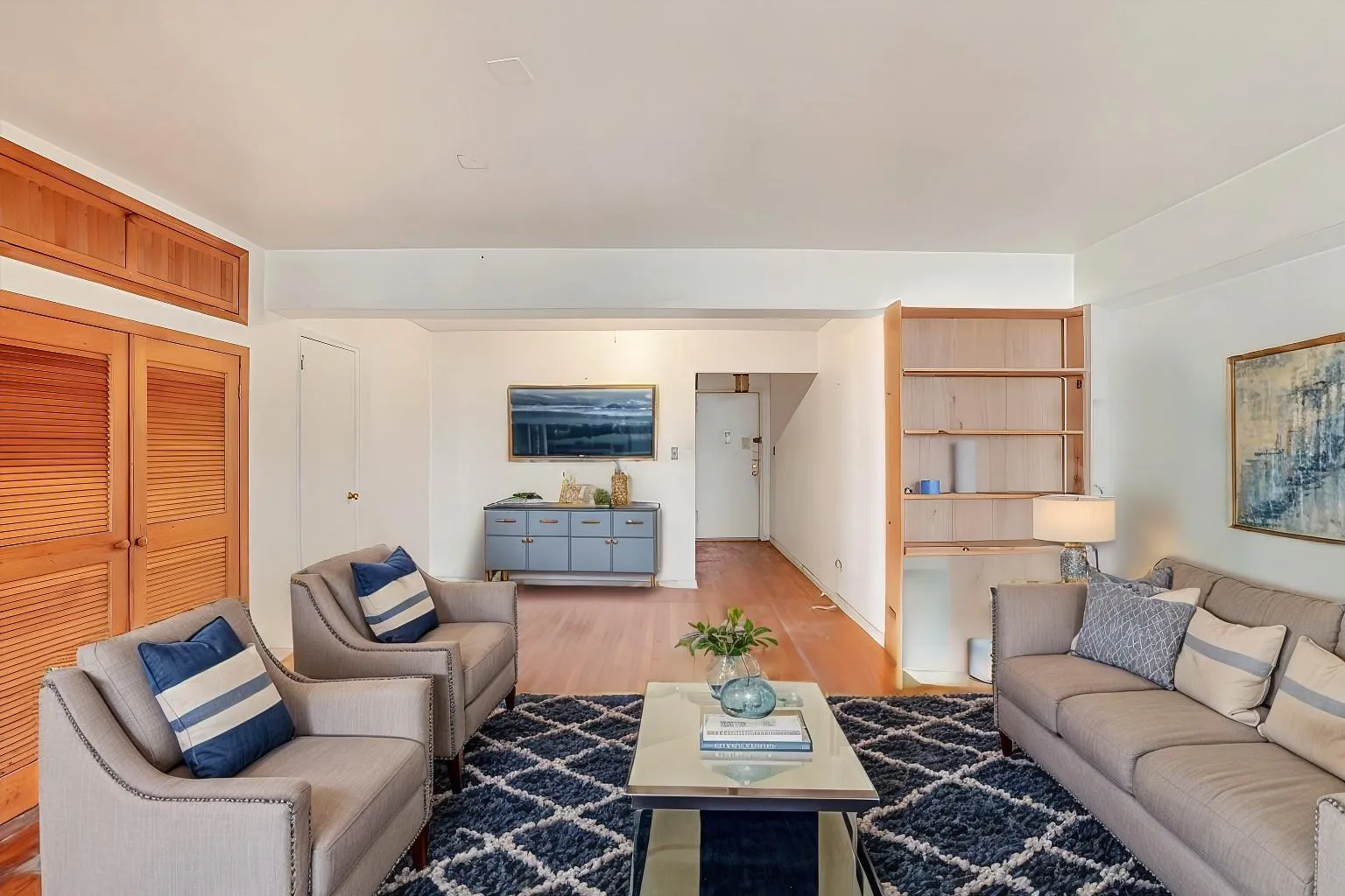 * Virtually Staged-Living room featuring light hardwood / wood-style flooring * Virtually Staged-Living room featuring light hardwood / wood-style flooring