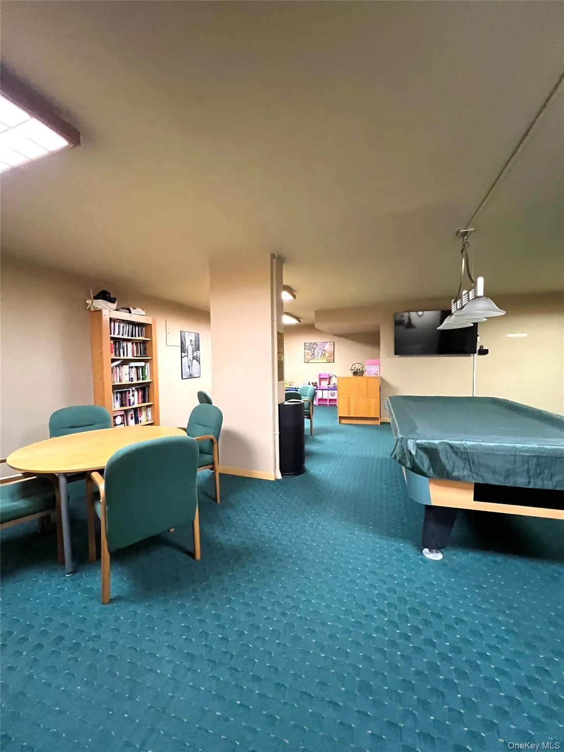 Recreation room with carpet flooring and billiards Recreation room with carpet flooring and billiards