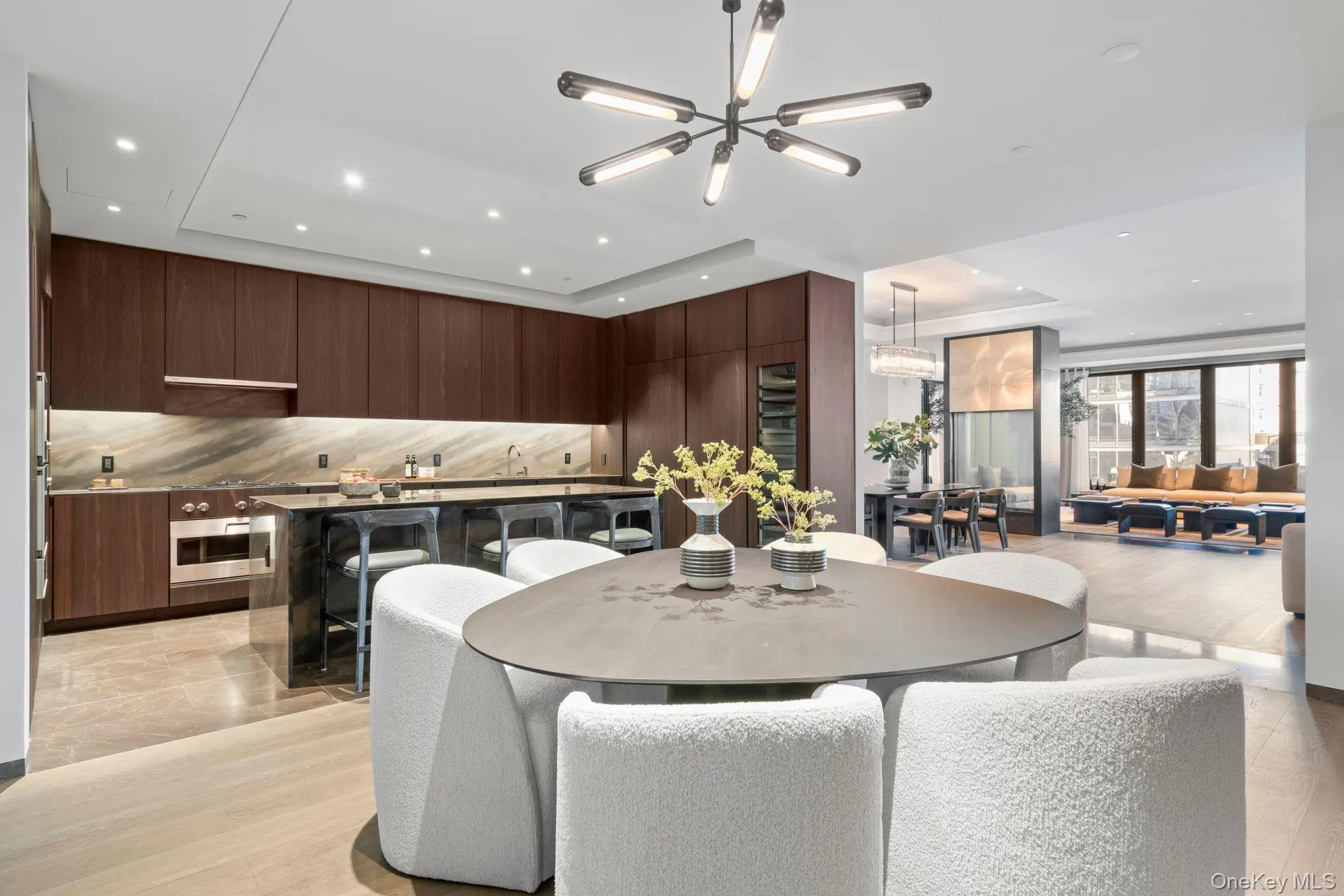Dining space featuring a chandelier and recessed lighting Dining space featuring a chandelier and recessed lighting